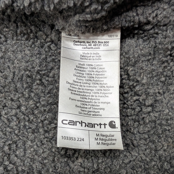 Carhartt Jacket Mens M Gray Red Cedar Plaid Hubbard Sherpa Lined Flannel Shirt - Picture 8 of 8